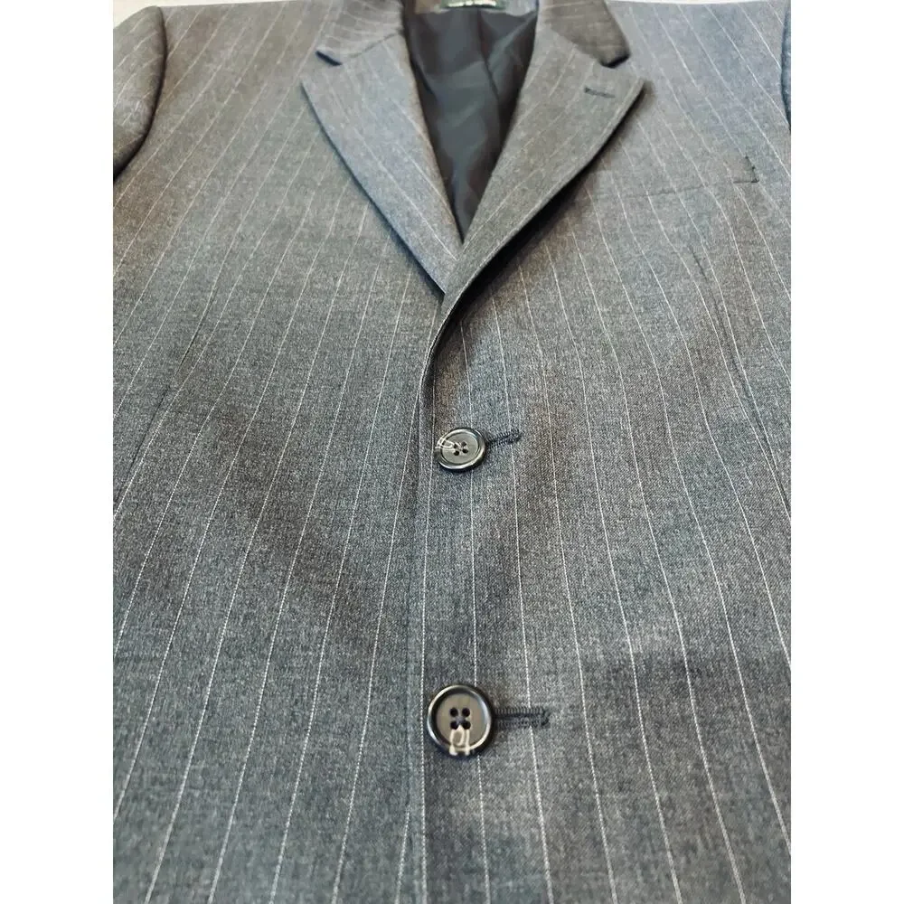 Lauren Ralph Lauren Mens Blazer Two-Button Striped Gray Formal‎ Suit Jacket 40R